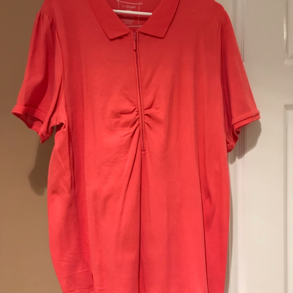 Lane Bryant Coral Zip Polo size 26/28